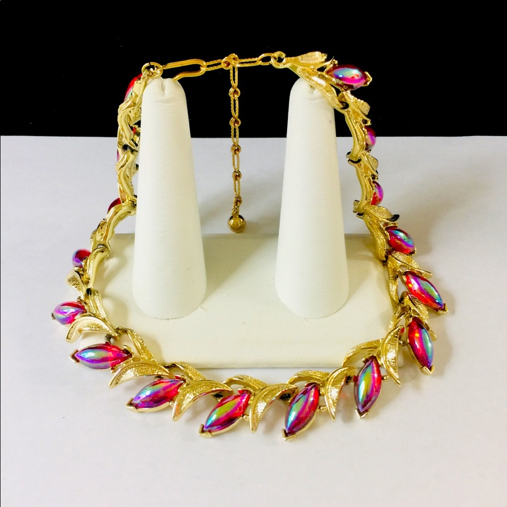 Vintage Kramer Signed Art Glass Necklace